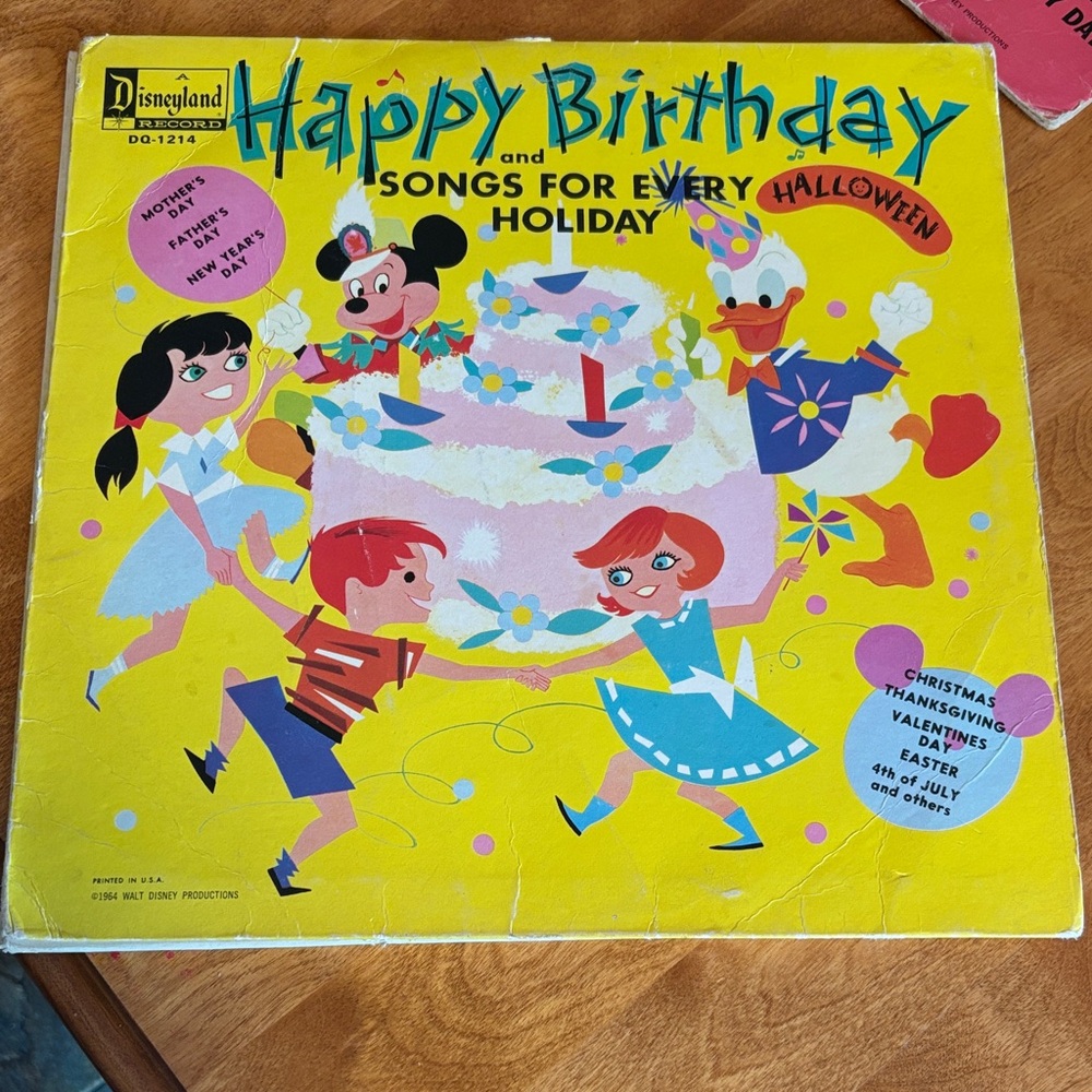 Disney Happy Birthday Vinyl - Yellow and Red